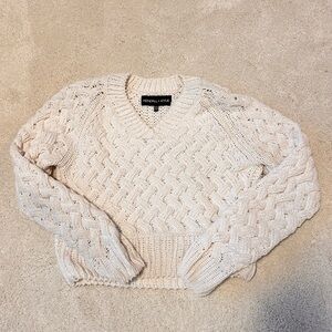 White Cropped Chunky Knit Sweater